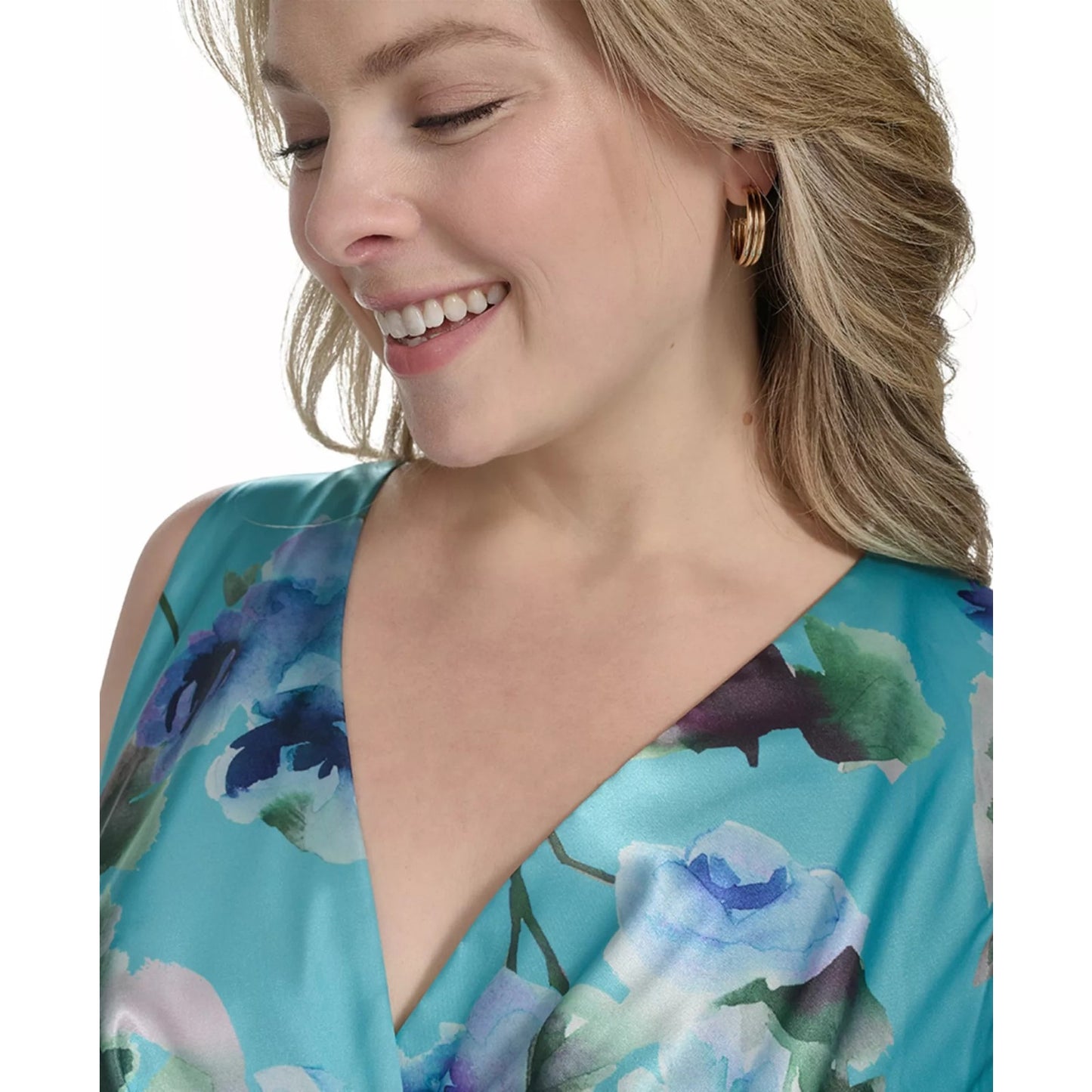 Eliza J Plus Size Printed Satin High-Low MIDI Dress, Size 20W, MSRP: 208$