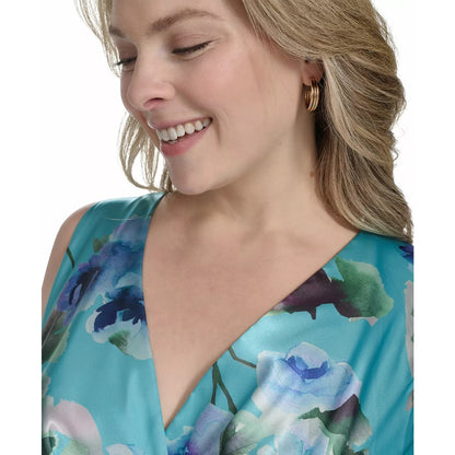 Eliza J Plus Size Printed Satin High-Low MIDI Dress, Size 20W, MSRP: 208$