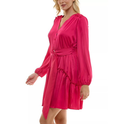 Taylor Petite Satin Belted Smocked Fit & Flare Dress SIZE 6P, MSRP: 128$
