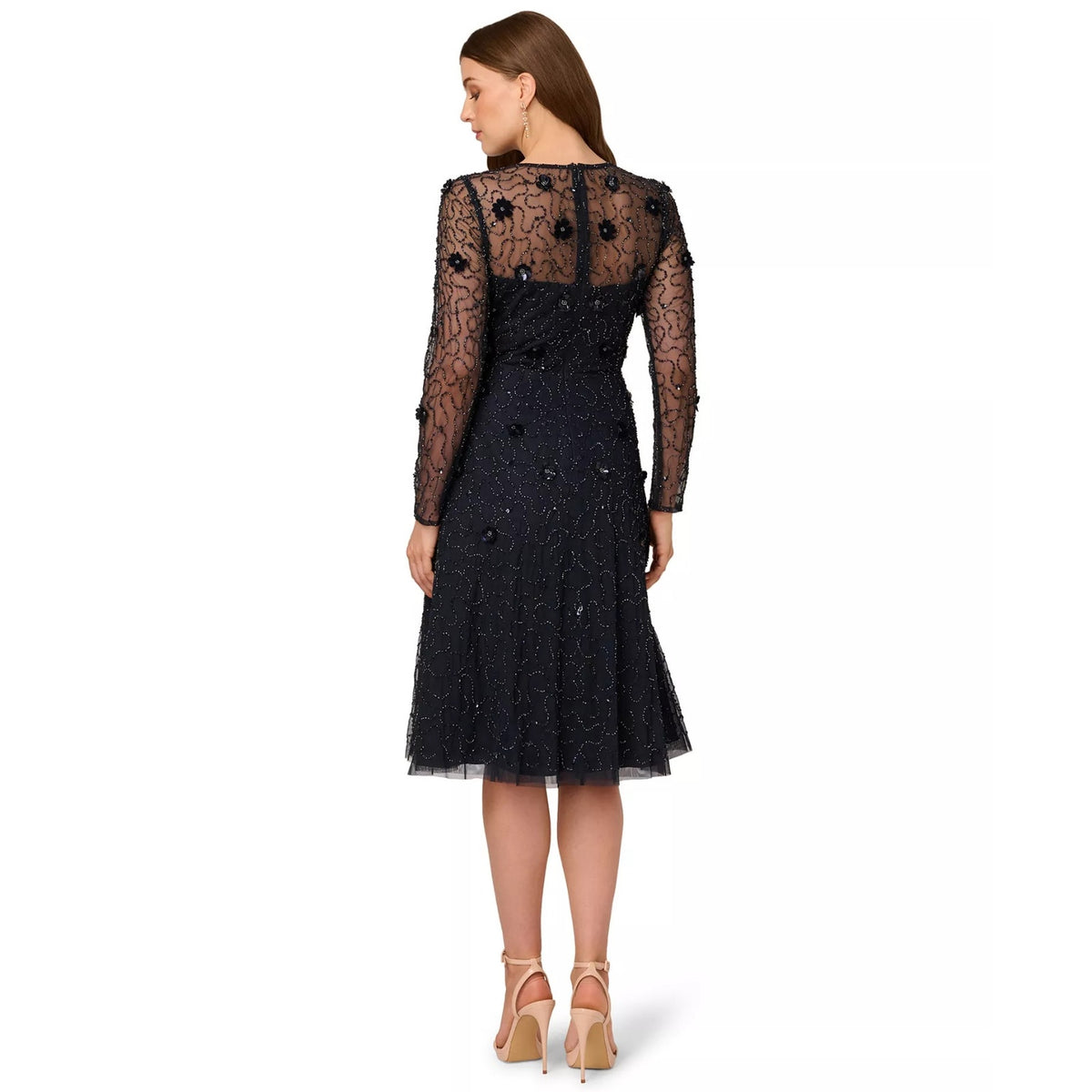 Adrianna Papell Women's Beaded Velvet Midi Dress, 12P, MSRP: 299$