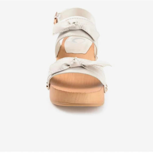 Journee Womens Tia Double Bow Accent Clog Sandals White Size 9, new in box