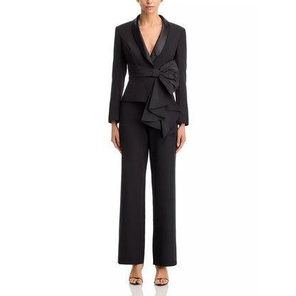 Aidan Mattox Women's Black Bow Trim Jumpsuit Size 12, MSRP; 295$