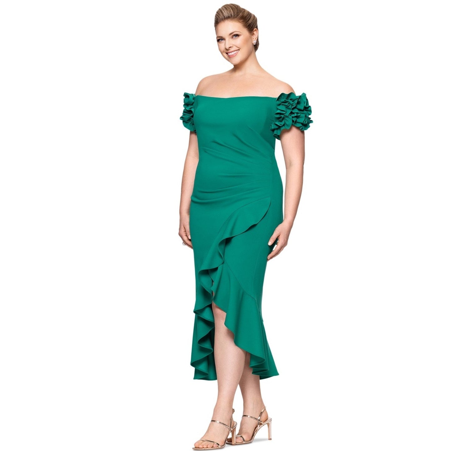 Xscape Evenings "Loretta" Scuba Crepe Off the Shoulder Dress Size 22W, MSRP:269$