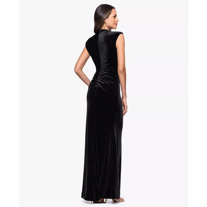 Betsy & Adam Women's Long Studded Velvet Gown, Size 2P. New, MSRP: 279$