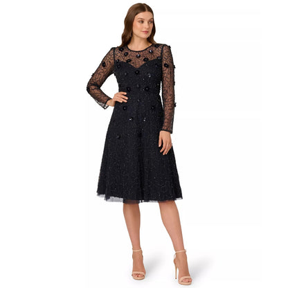 Adrianna Papell Women's Beaded Velvet Midi Dress, 6P, MSRP: 299$