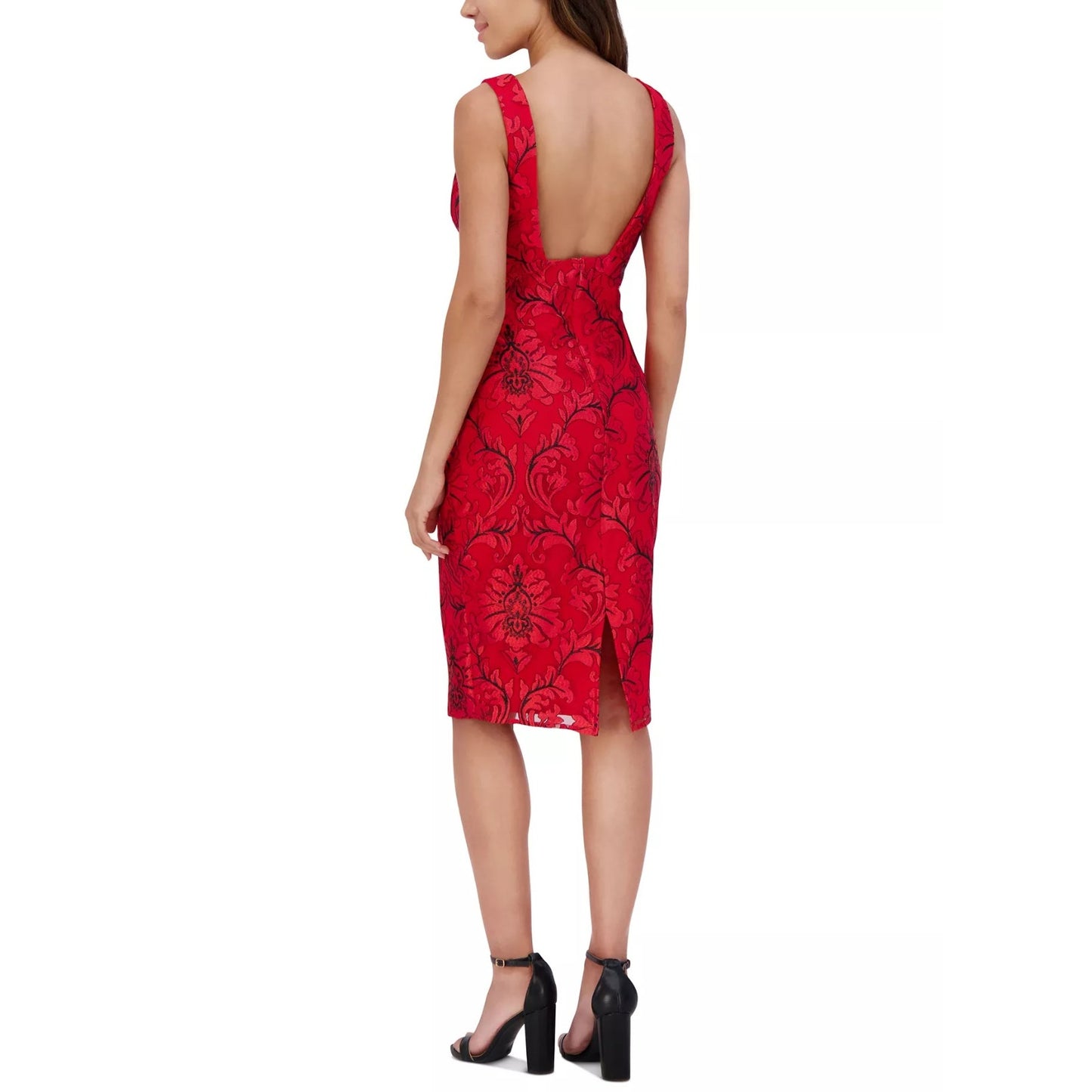 Siena Women's Red V-Neck Embroidered-Mesh Sleeveless Dress Sz 14, MSRP:138$