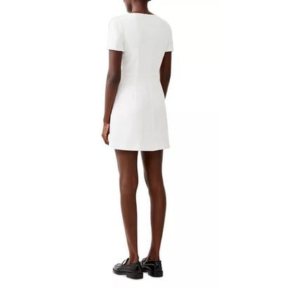 FRENCH CONNECTION WOMENS SIZE 4 SQUARE NECK BACK ZIP WHISPER MINI DRESS WHITE