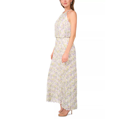 MSK Women's ivory Bloused-Waist Pleated Floral-Print Dress Size 12, MSRP: 129$