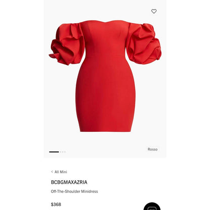 BCBGMAXAZRIA women off-the-shoulder mini cocktail and party dress, Rosso, Size 4