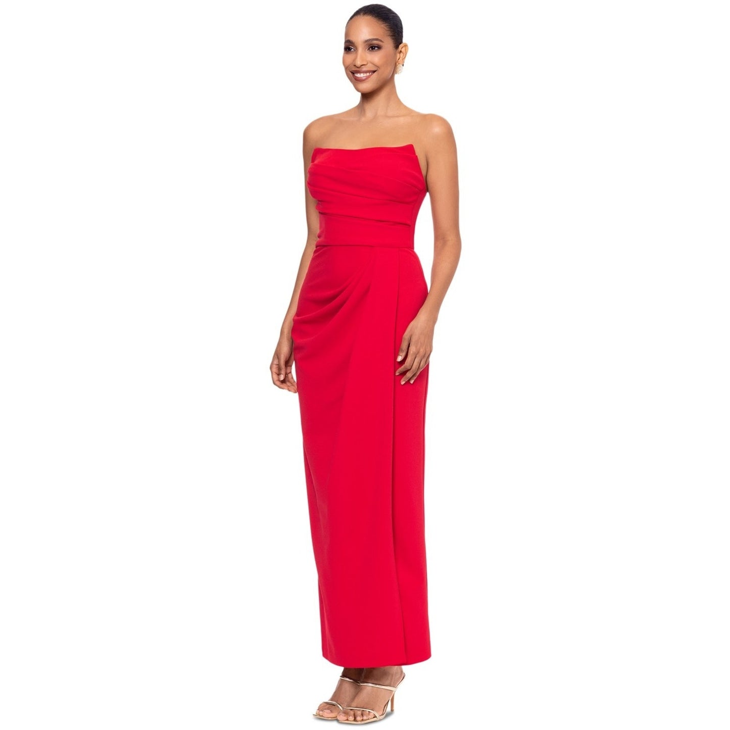 Betsy & Adam Red Strapless Scuba Crepe Gown Size14, MSRP: 249$