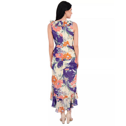 Kensie Women's Printed Ruffled High-Low Maxi Dress Size 0, MSRP: 139$
