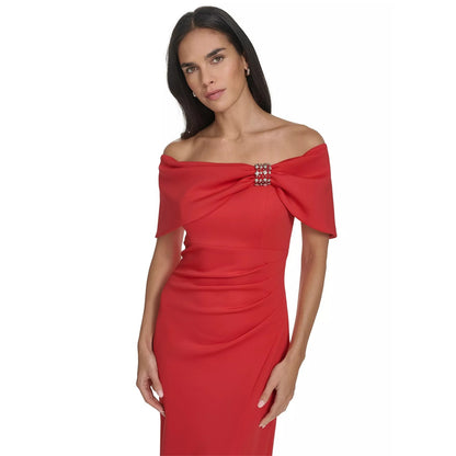 Jessica Howard Women's Off-the-Shoulder Scuba Gown - Poppy - 16, NWT, MSRP: 159$