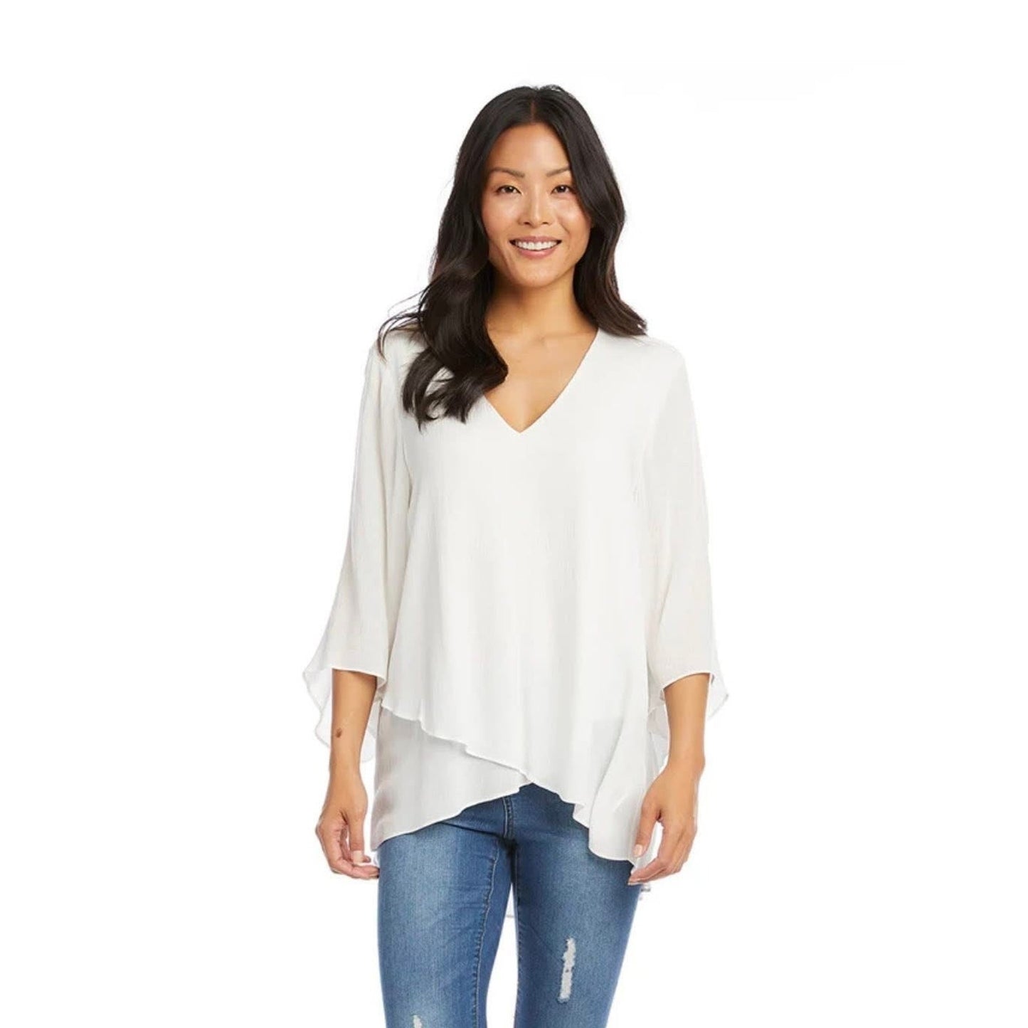 Karen Kane Elegant white flutter sleeve top, Small, NWT, Size L, MSRP: 98$