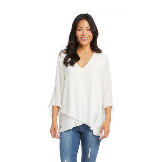 Karen Kane Elegant white flutter sleeve top, Small, NWT, Size L, MSRP: 98$