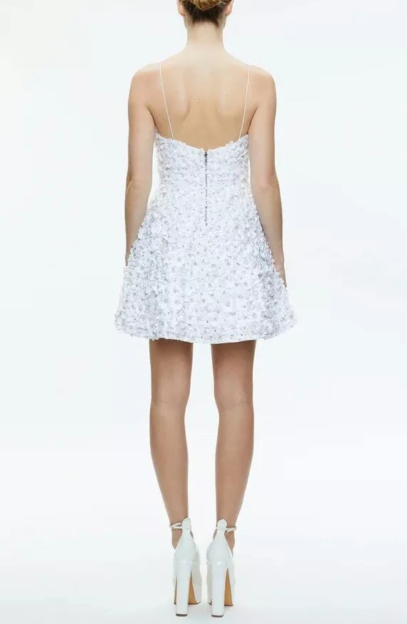 Alice + Olivia Domenica Embellished Floral Appliqué Mini Gown Dress 4, NWT