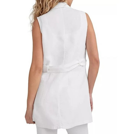 Bella Dahl Women's White Linen Belted Blazer Dress Size L (MSRP $245), Brand New